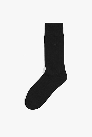 Black Career Rib Sock - Socks | Country Road