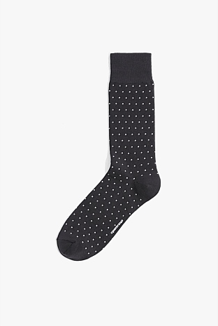 Charcoal Square Dot Socks - Socks | Country Road