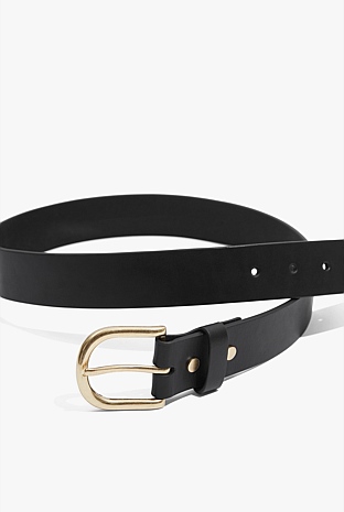 Black Casual Leather Belt - Belts | Country Road