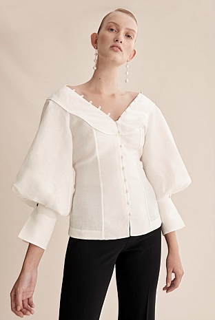 Antique White Tuck Detail Blouse - Shirts | Country Road