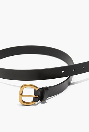 Black Skinny Solid Buckle Belt - Belts | Country Road