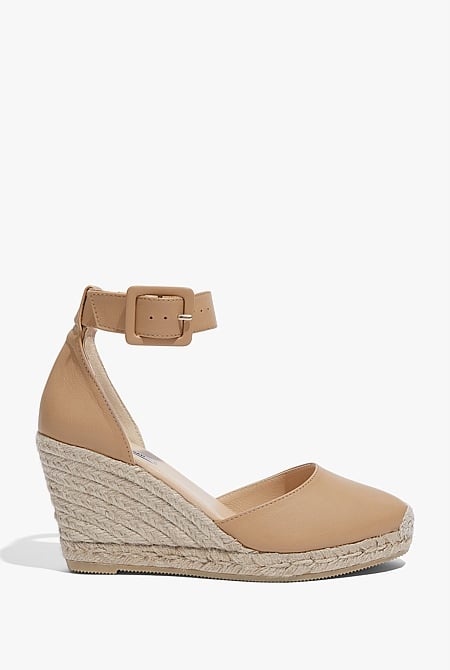 Carolina Leather Espadrille Wedge