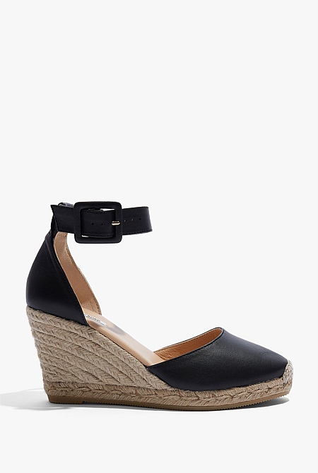 Carolina Leather Espadrille Wedge