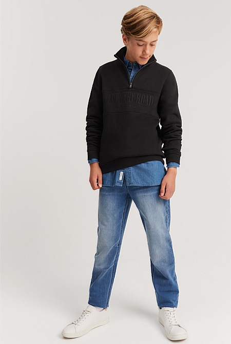 Teen Verified Australian Cotton Heritage Half Zip Sweat