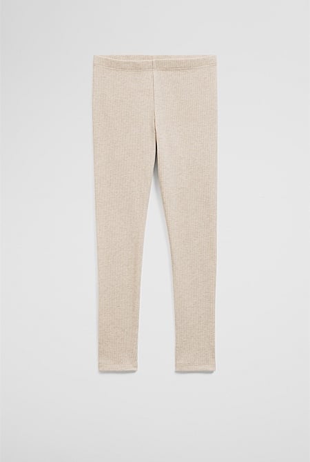 Organically Grown Cotton Blend Solid Rib Legging