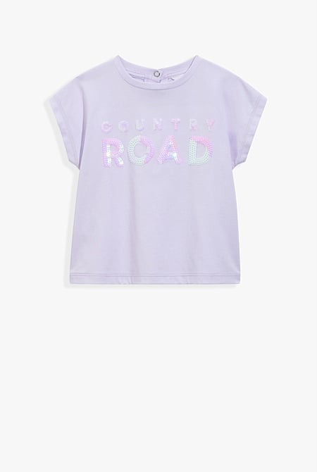 Organically Grown Cotton Sequin Logo T-Shirt