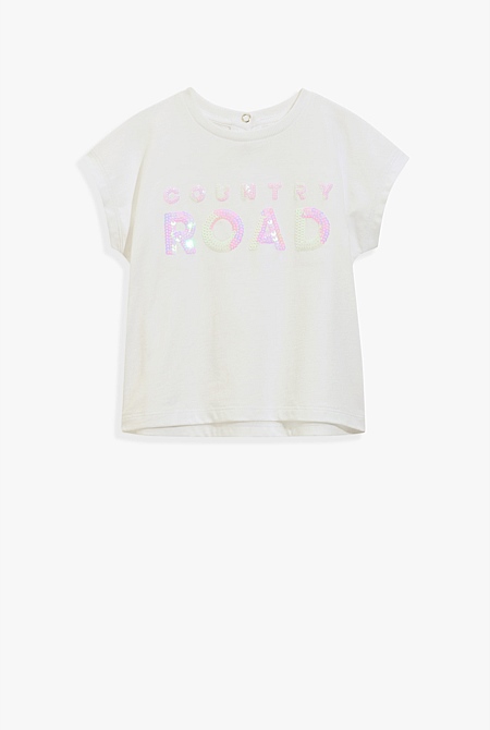 Organically Grown Cotton Sequin Logo T-Shirt