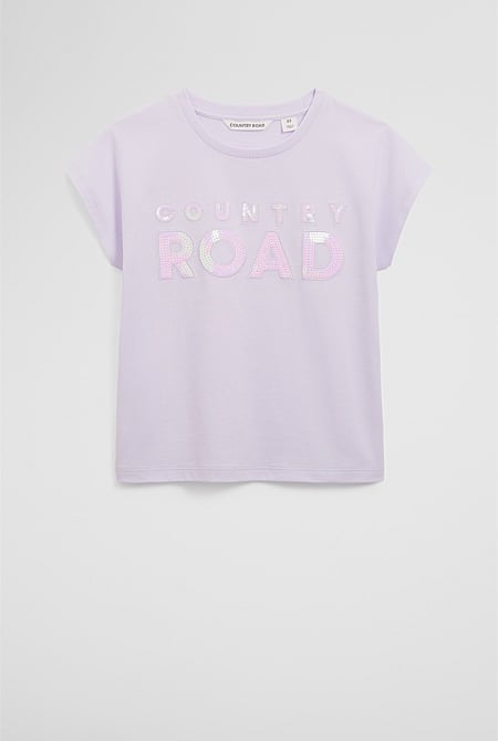Organically Grown Cotton Sequin Logo T-Shirt