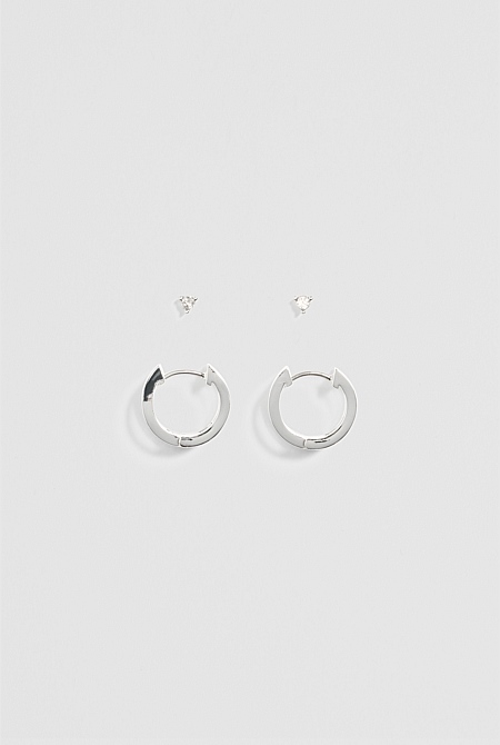 Double Hoop Stud Earring Pack of 2