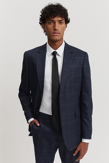 Regular Fit Cotton Wool Check Blazer