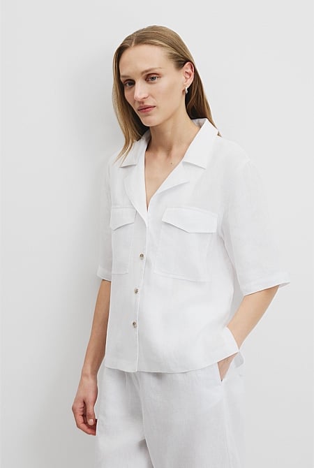 Organically Grown Linen Pocket Detail Shirt