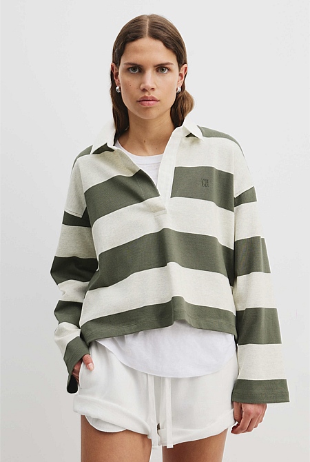 Australian Cotton Stripe Long Sleeve Rugby Top