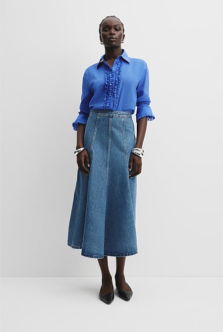 Panelled Denim Skirt