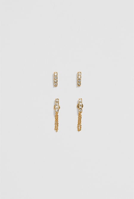 Crystal Bar Stud Earring Pack