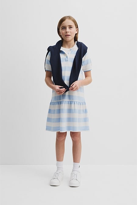 Organically Grown Cotton Stripe Polo T-Shirt Dress