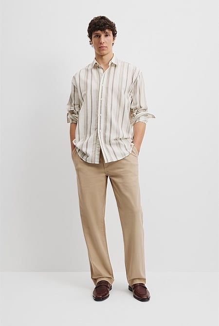 Relaxed Fit Textured Multi Stripe Shirt