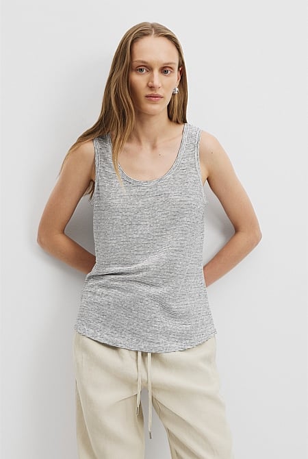 Stripe Linen Jersey Tank