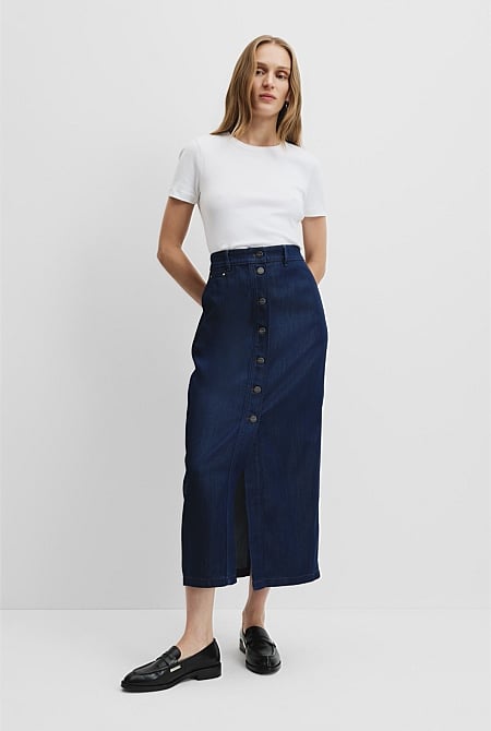 Soft Denim Maxi Skirt