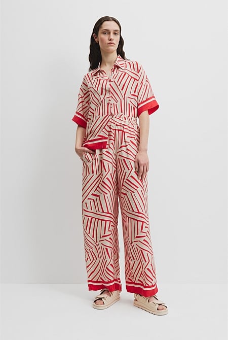 Print Pull-On Cupro Pant