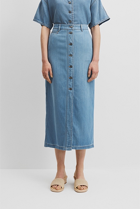 Soft Denim Maxi Skirt