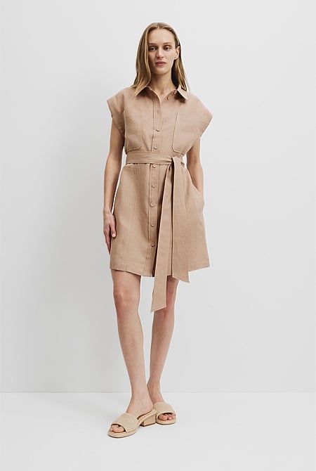 Organically Grown Linen Pocket Detail Dress