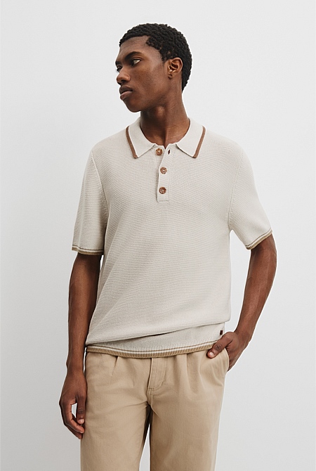 Cotton Linen Tipped Textured Polo