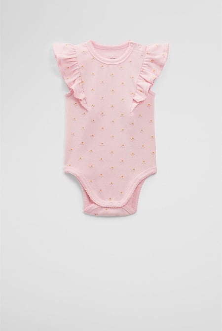 Organically Grown Cotton Rib Frill Bodysuit