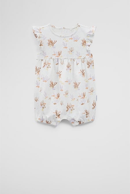 Organically Grown Cotton Shell Frill Romper