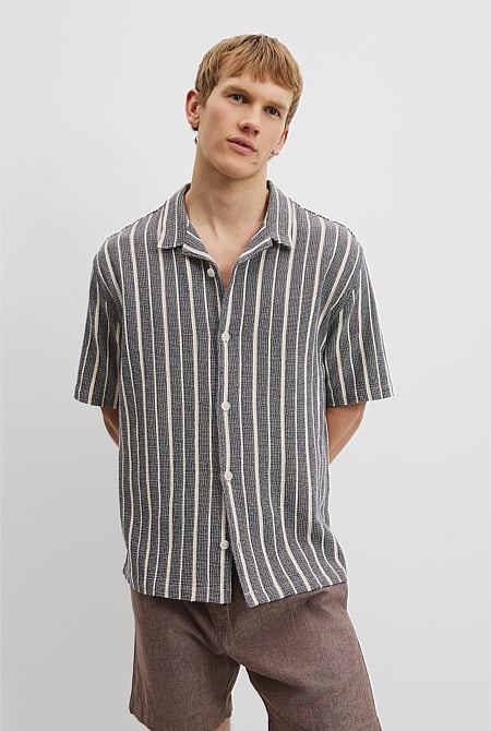 Short Sleeve Textured Stripe Shirt