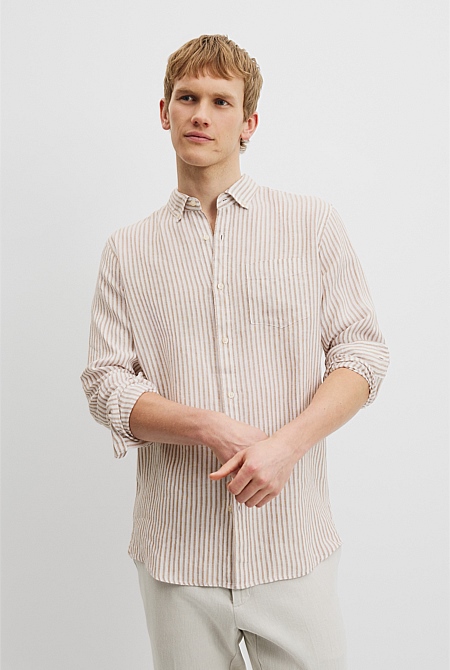 Regular Fit Organically Grown Linen Stripe Shirt