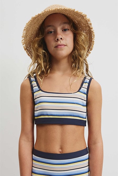 Teen Recycled Nylon Blend Crop Bikini Top