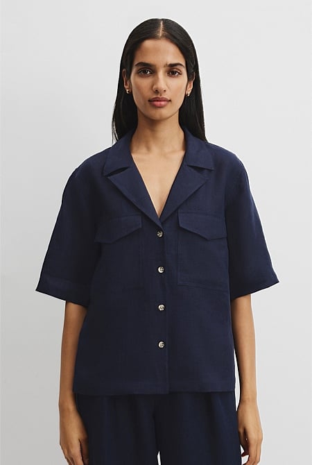 Organically Grown Linen Pocket Detail Shirt