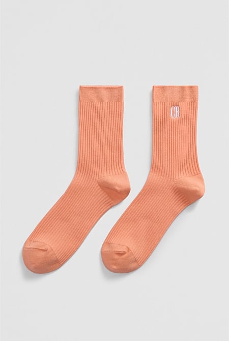 Australian Cotton Blend CR Ribbed Three-Quarter Crew Sock