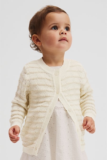 Organically Grown Cotton Crochet Knit Cardigan