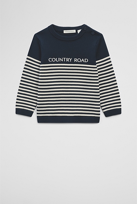 Organically Grown Cotton Stripe Logo Knit