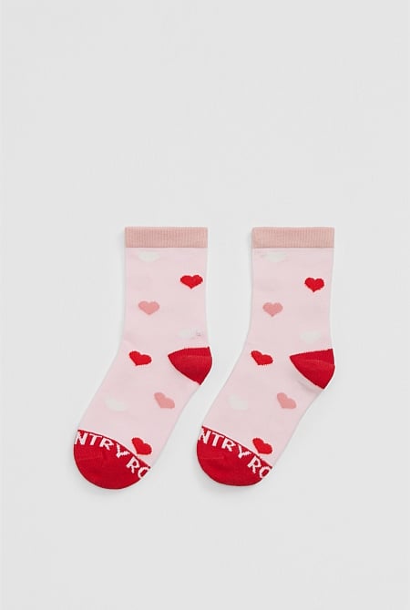 Organically Grown Cotton Blend Heart Sock