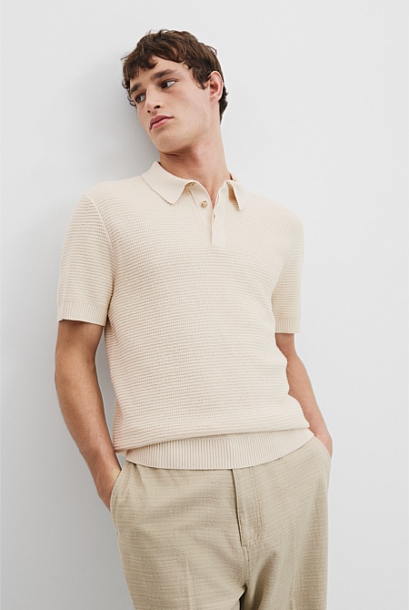 Cotton Linen Knit Polo