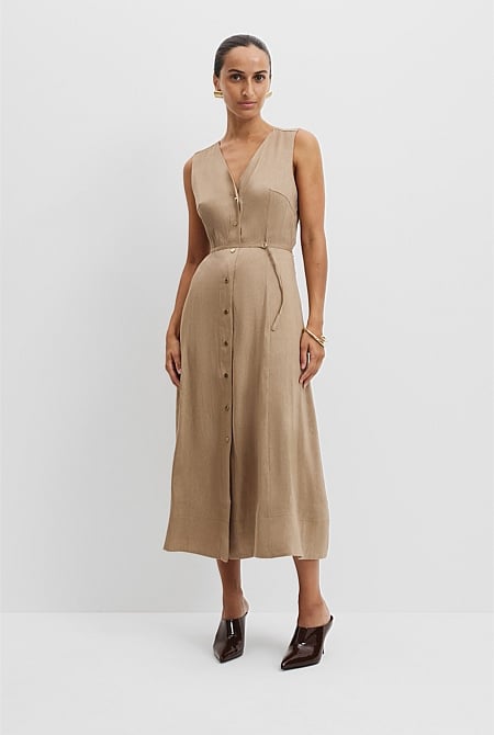 Organically Grown Linen Sleeveless Midi Dress