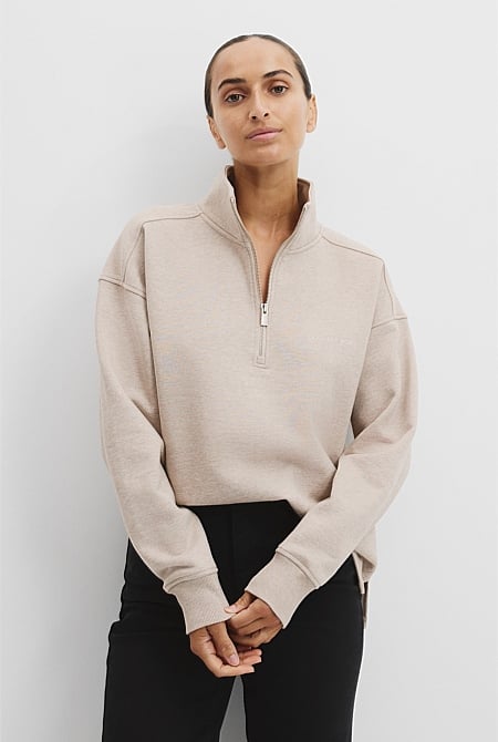 Australian Cotton Zip Collar Sweat