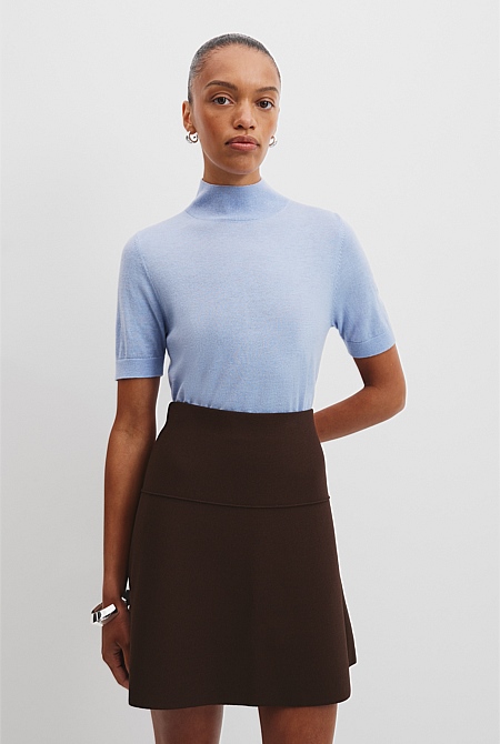 Australian Merino Wool Silk Short Sleeve Knit