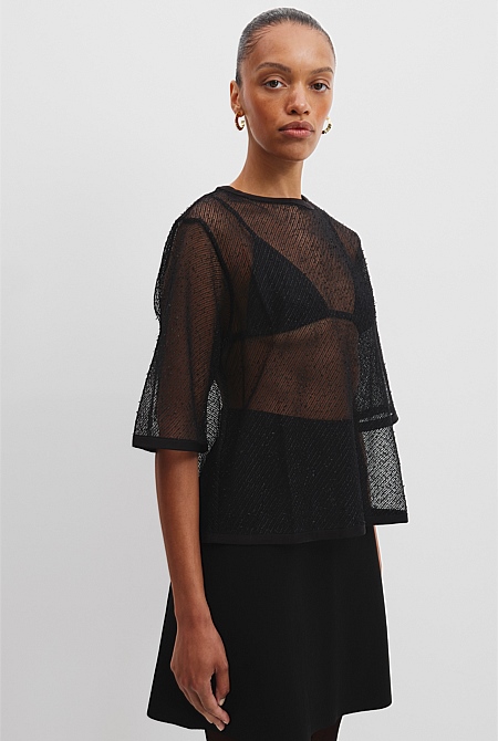 Tweed Lace Top