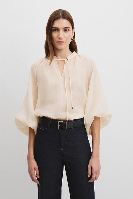 Ramie Long Sleeve Blouse