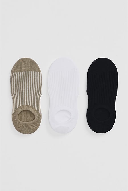 Australian Cotton Rib No-Show Sock Pack of 3
