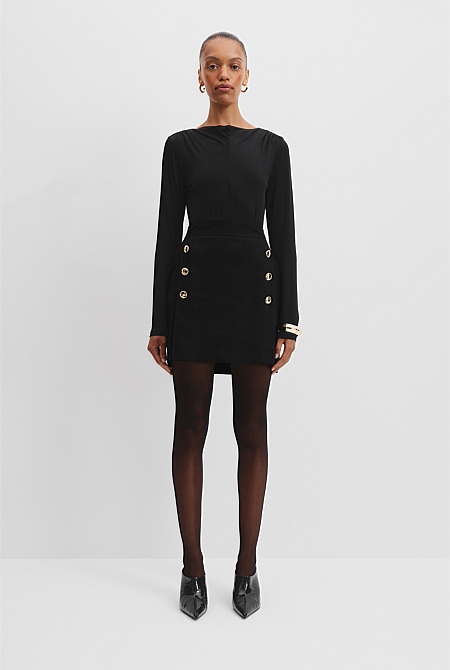 Button Detail Mini Skirt