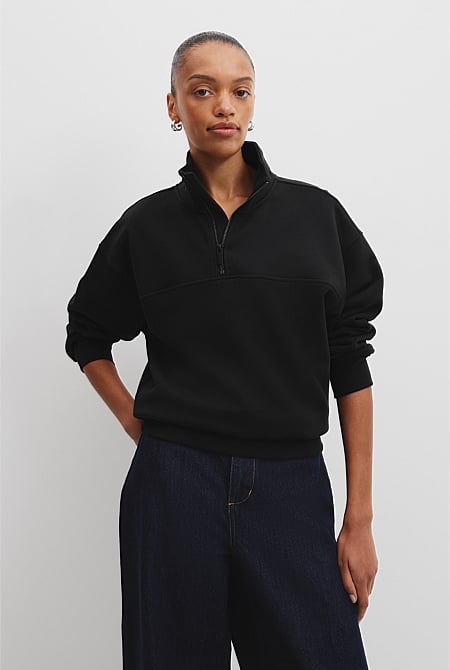 Australian Cotton Logo Neck Zip Sweat