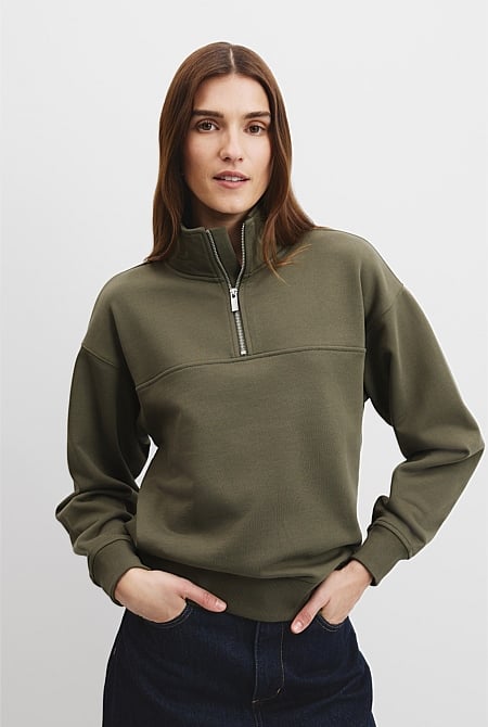 Australian Cotton Logo Half Zip Neck Sweat