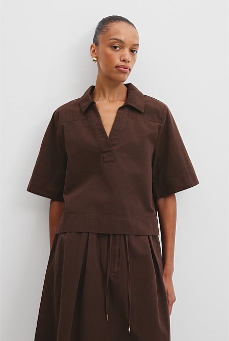 Organically Grown Cotton Short Sleeve Popover