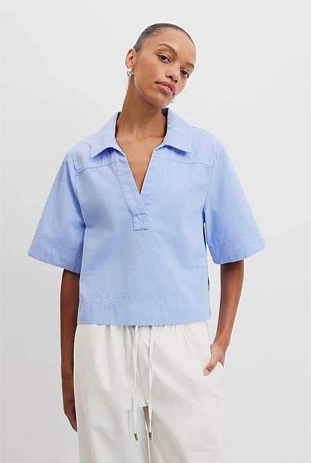 Organically Grown Cotton Short Sleeve Popover