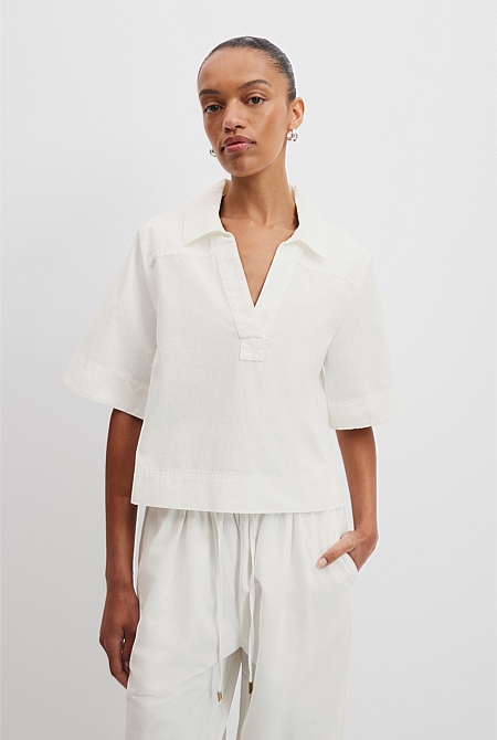 Organically Grown Cotton Short Sleeve Popover