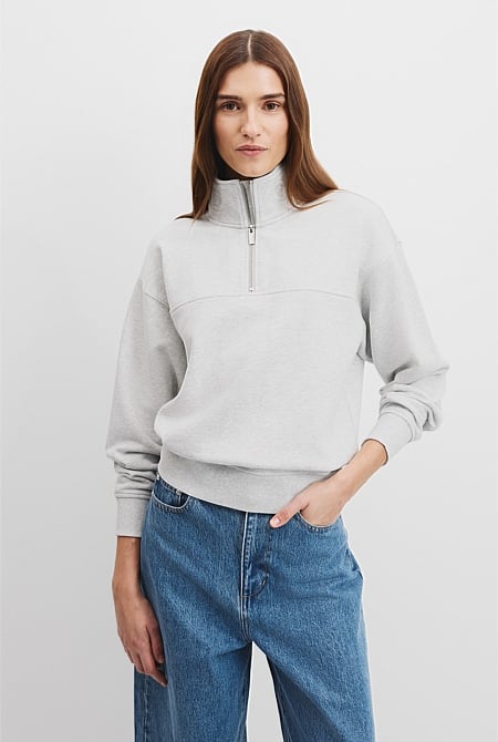 Australian Cotton Logo Neck Zip Sweat